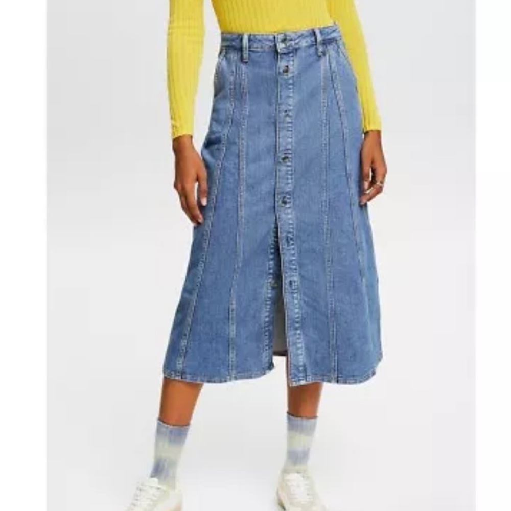 ESPRIT Denim Faded Blue Midi Jean Skirt w/Pockets 27